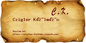 Czigler Kálmán névjegykártya